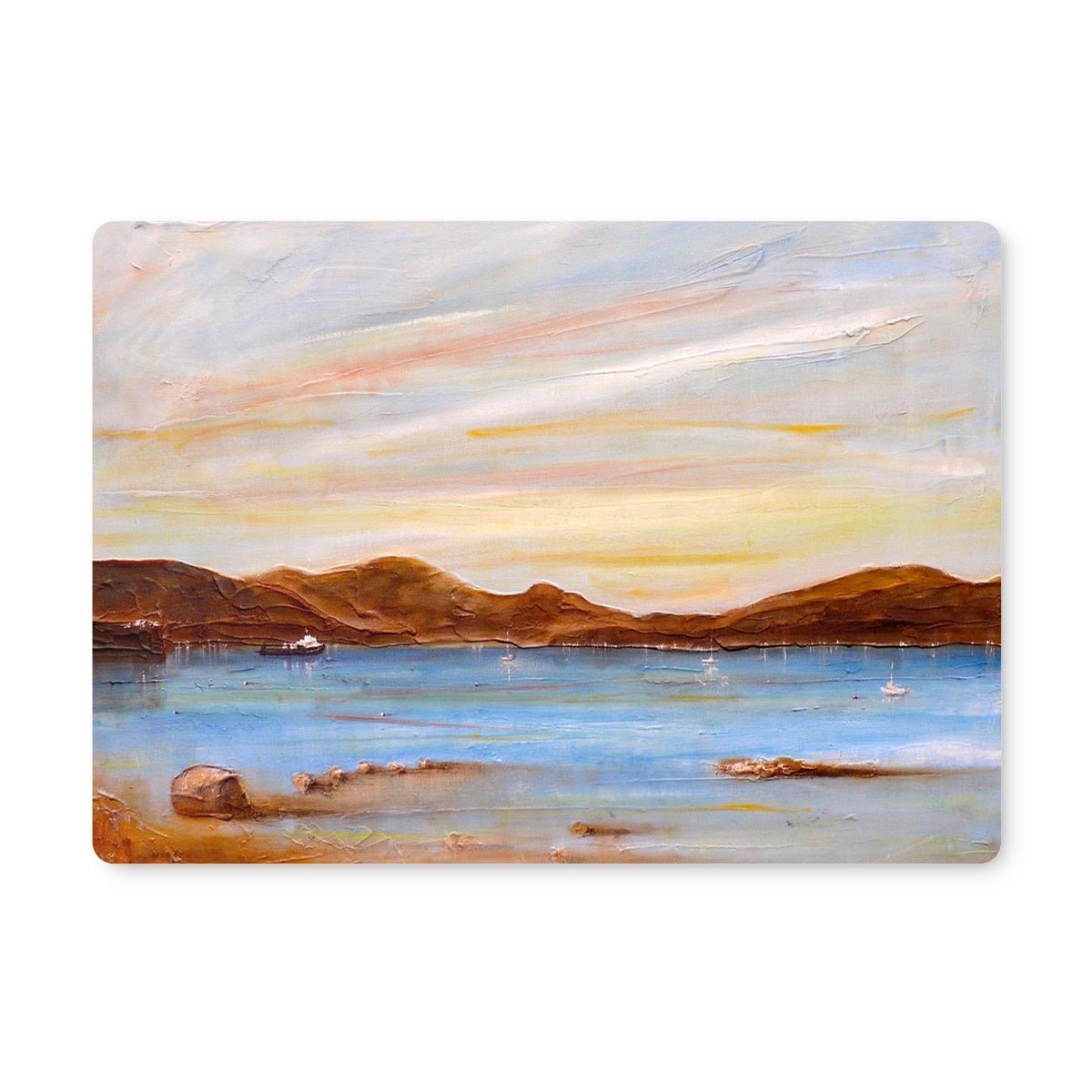 The Last Ferry To Dunoon Art Gifts Placemat-Placemats-River Clyde Art Gallery-Single Placemat-Paintings, Prints, Homeware, Art Gifts From Scotland By Scottish Artist Kevin Hunter