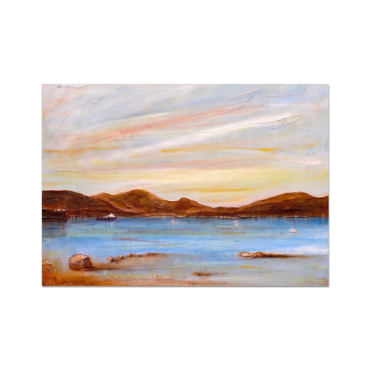 The Last Ferry To Dunoon Painting | Fine Art Prints From Scotland-Unframed Prints-River Clyde Art Gallery-A2 Landscape-Paintings, Prints, Homeware, Art Gifts From Scotland By Scottish Artist Kevin Hunter