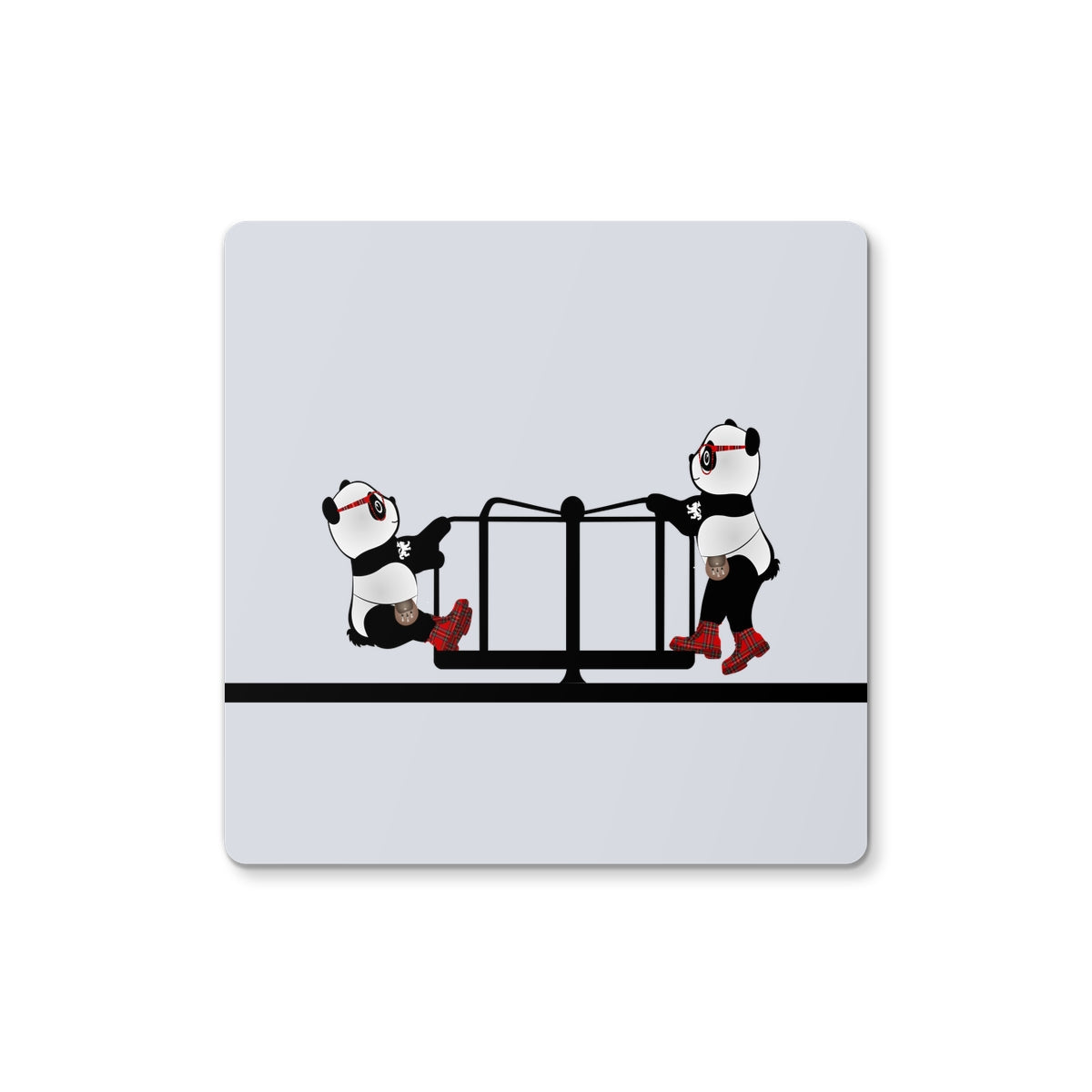 The Merry Go Round | Panda Disco | Graphic Art | Coaster-Homeware-Flipmo | Scottish Graphic Artist-2 Coasters-Paintings, Prints, Homeware, Art Gifts From Scotland By Scottish Artist Kevin Hunter