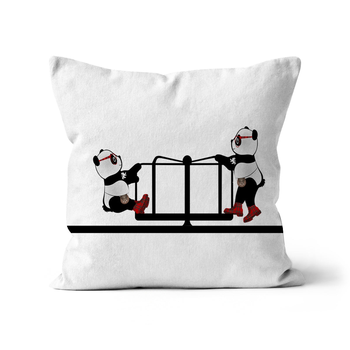 The Merry Go Round | Panda Disco | Graphic Art | Cushion-Cushions-Flipmo | Scottish Graphic Artist-Canvas-12"x12"-Paintings, Prints, Homeware, Art Gifts From Scotland By Scottish Artist Kevin Hunter