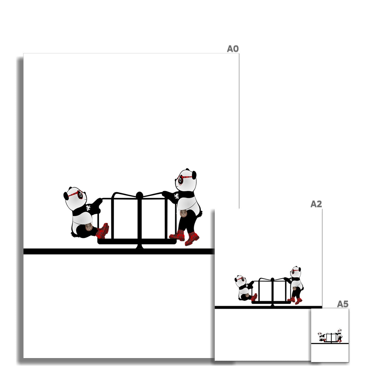 The Merry Go Round | Panda Disco | Graphic Art Print-Flipmo Unframed Prints-Flipmo | Scottish Graphic Artist-Paintings, Prints, Homeware, Art Gifts From Scotland By Scottish Artist Kevin Hunter