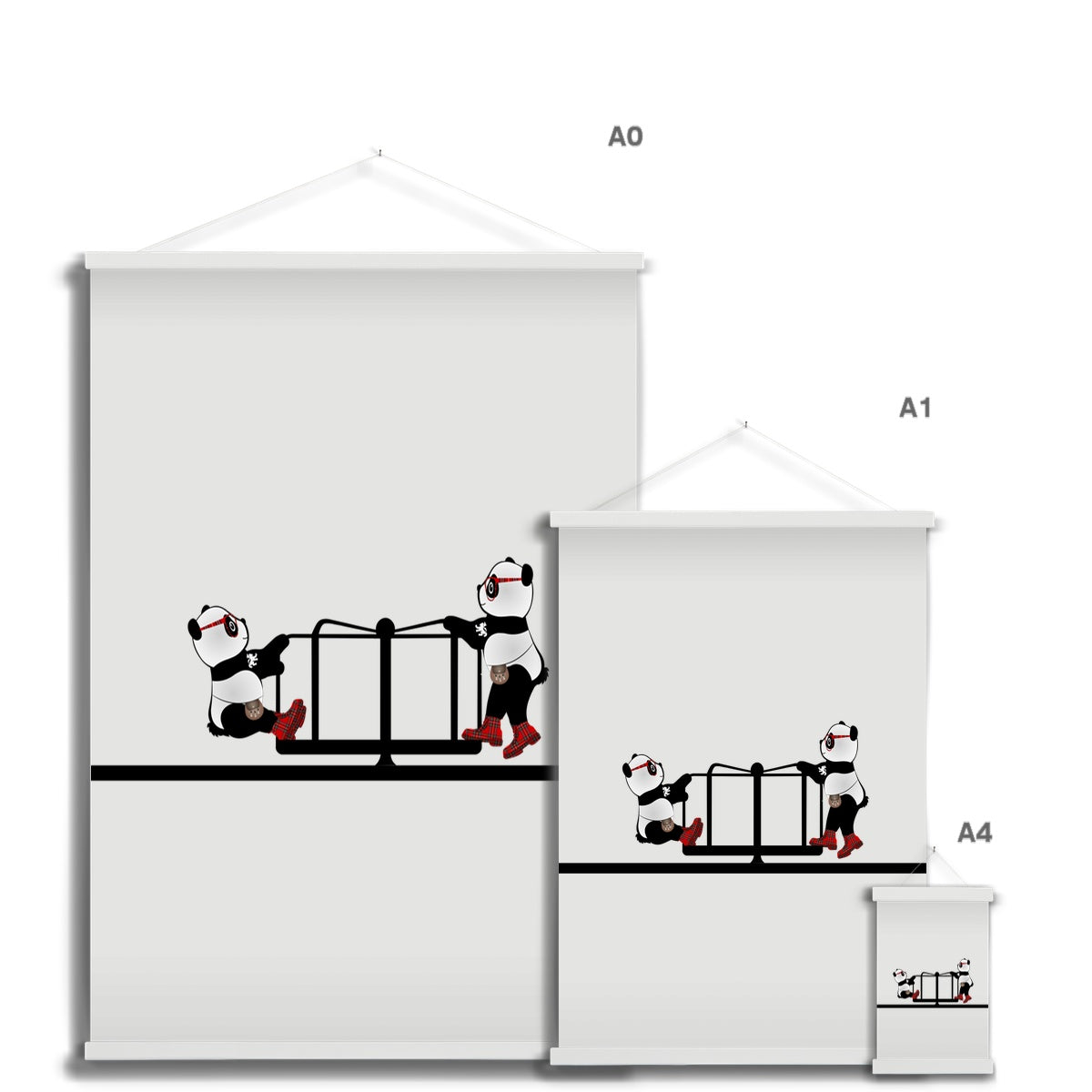 Das Karussell | Panda-Disko | Grafik-Kunstdruck mit Aufhänger