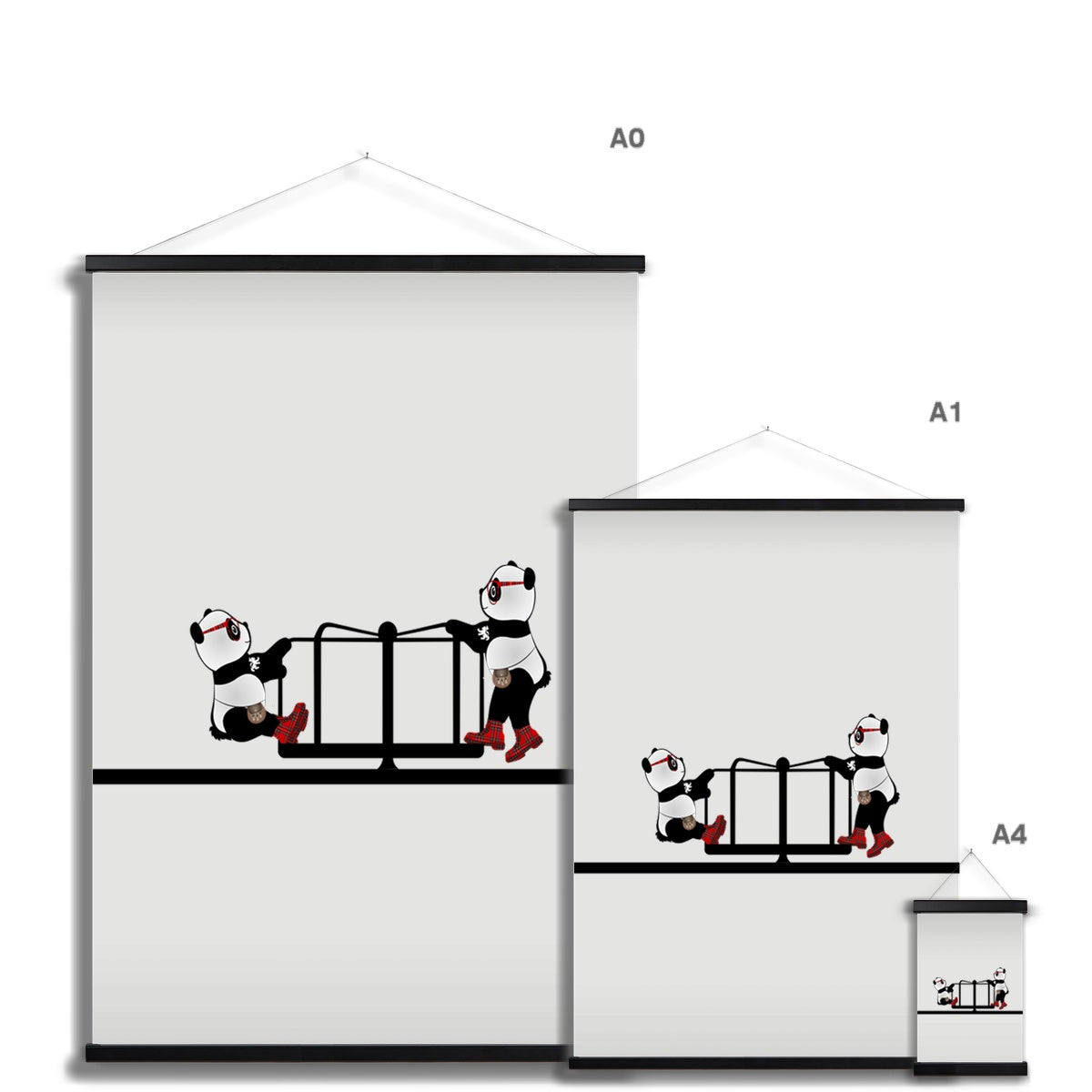 Das Karussell | Panda-Disko | Grafik-Kunstdruck mit Aufhänger