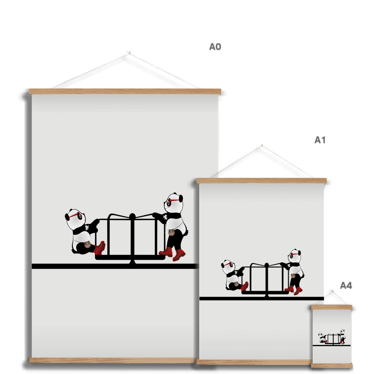 Das Karussell | Panda-Disko | Grafik-Kunstdruck mit Aufhänger