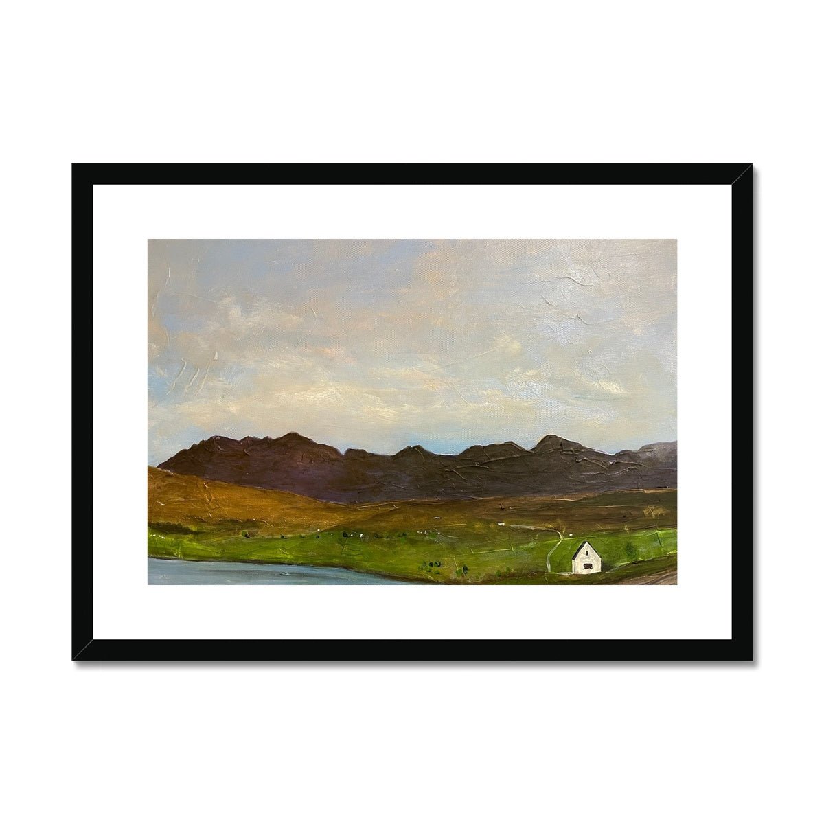 The Road To Carbost Skye Painting | Framed & Mounted Prints From Scotland-Framed & Mounted Prints-Skye Art Gallery-A2 Landscape-Black Frame-Paintings, Prints, Homeware, Art Gifts From Scotland By Scottish Artist Kevin Hunter