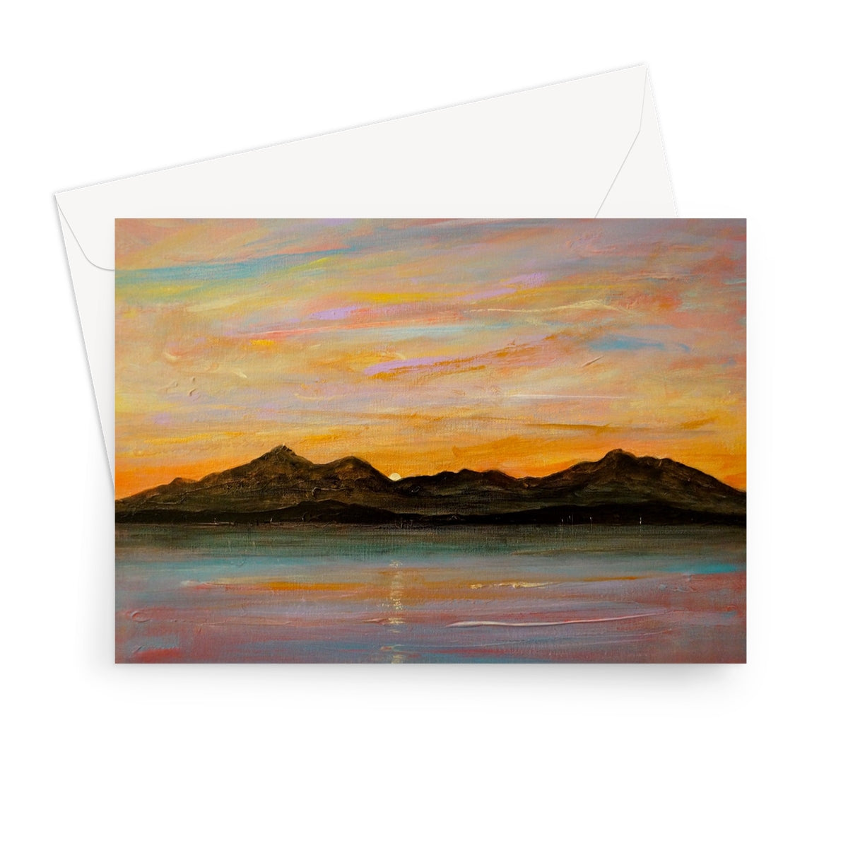 The Sleeping Warrior Arran Art Gifts Greeting Card-Greetings Cards-Arran Art Gallery-7"x5"-1 Card-Paintings, Prints, Homeware, Art Gifts From Scotland By Scottish Artist Kevin Hunter