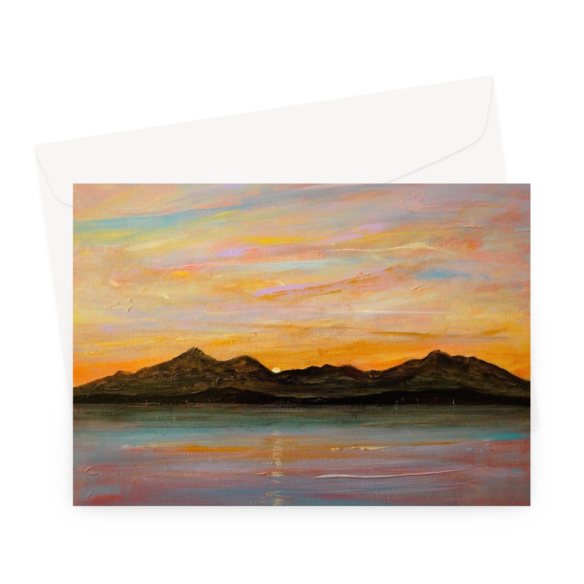 The Sleeping Warrior Arran Art Gifts Greeting Card-Greetings Cards-Arran Art Gallery-A5 Landscape-10 Cards-Paintings, Prints, Homeware, Art Gifts From Scotland By Scottish Artist Kevin Hunter