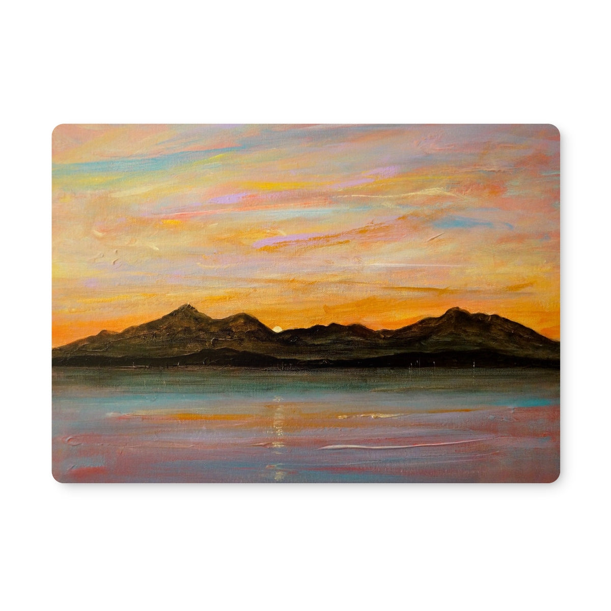 The Sleeping Warrior Arran Art Gifts Placemat-Placemats-Arran Art Gallery-6 Placemats-Paintings, Prints, Homeware, Art Gifts From Scotland By Scottish Artist Kevin Hunter