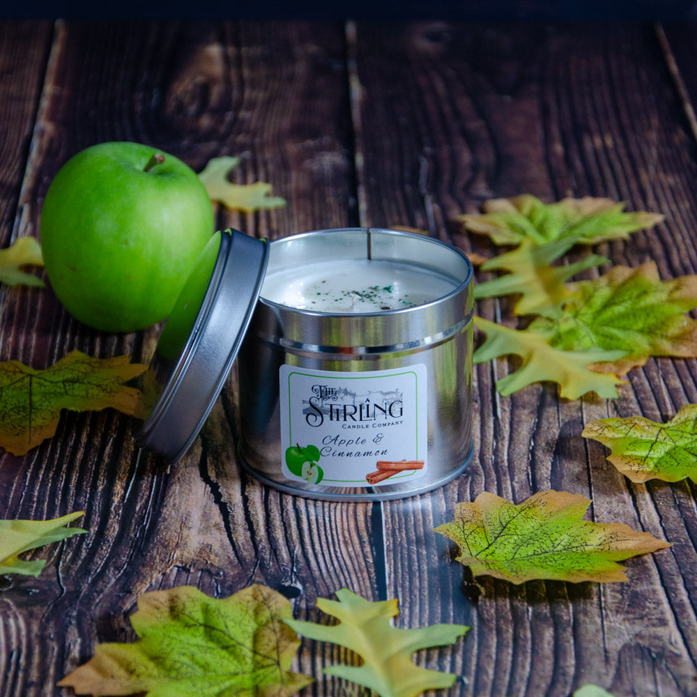 Apfel &amp; Zimt – Reisekerze in Dose – Baumwolldocht