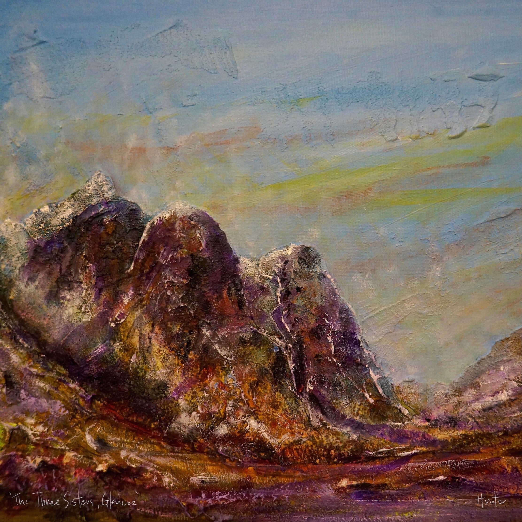 The Three Sisters Glencoe | Scotland In Your Pocket Art Print-Scotland In Your Pocket Framed Prints-Glencoe Art Gallery-Paintings, Prints, Homeware, Art Gifts From Scotland By Scottish Artist Kevin Hunter