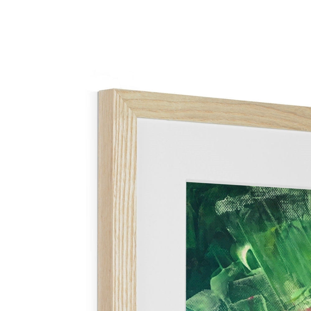 Light oak framed Thistle & The Bee green abstract art print