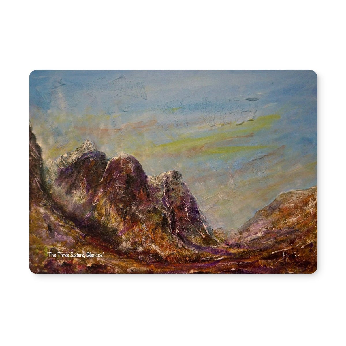 Three Sisters Glencoe Art Gifts Placemat-Placemats-Glencoe Art Gallery-Single Placemat-Paintings, Prints, Homeware, Art Gifts From Scotland By Scottish Artist Kevin Hunter