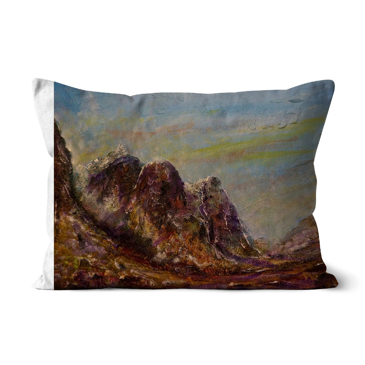 18th-century Three Sisters Glencoe cushion in earthy textured tones