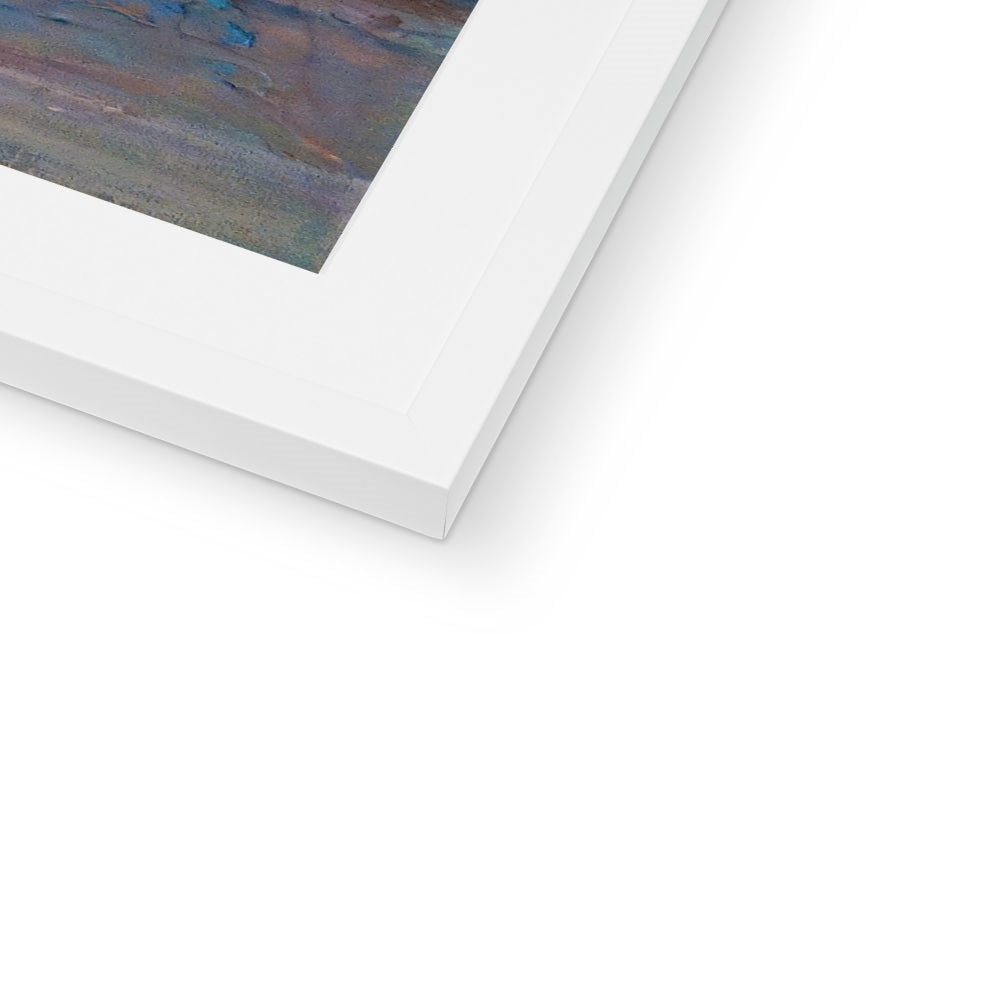 White matte picture frame with thin black border in Tiree Dawn Art Prints