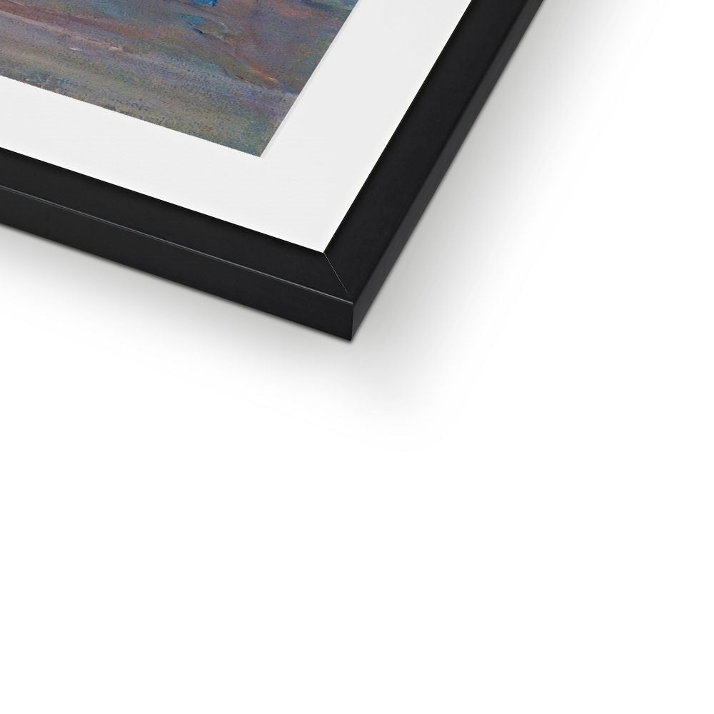 Black matte frame with white mat and Tiree Dawn artwork