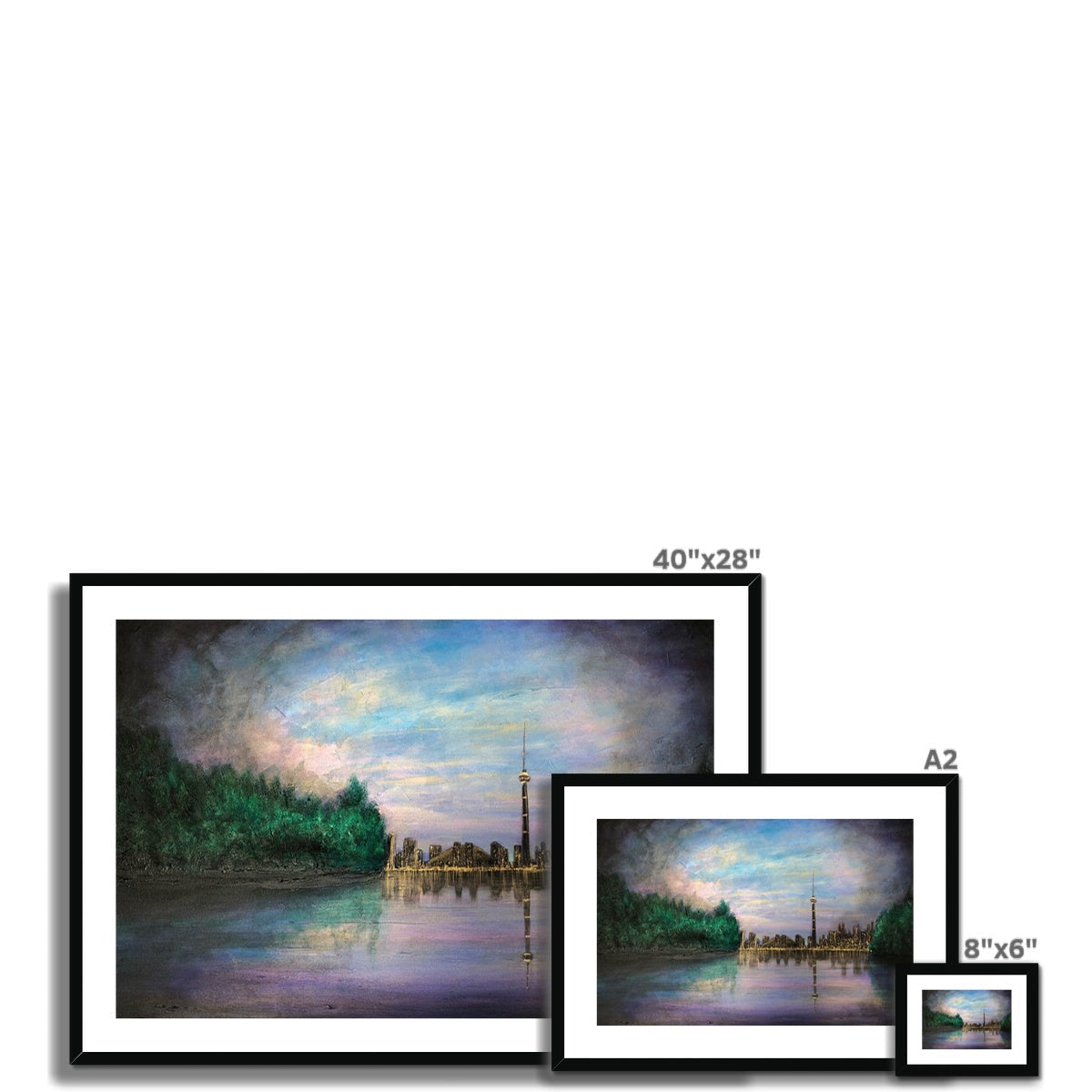 40x28 Framed Toronto Last Light Ethereal Forest Print with Black Frame