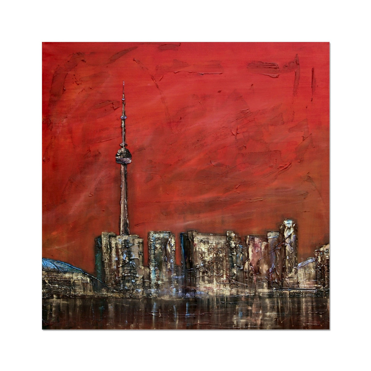Red CN Tower Art Print on Canvas Toronto Sunset Artist Proof