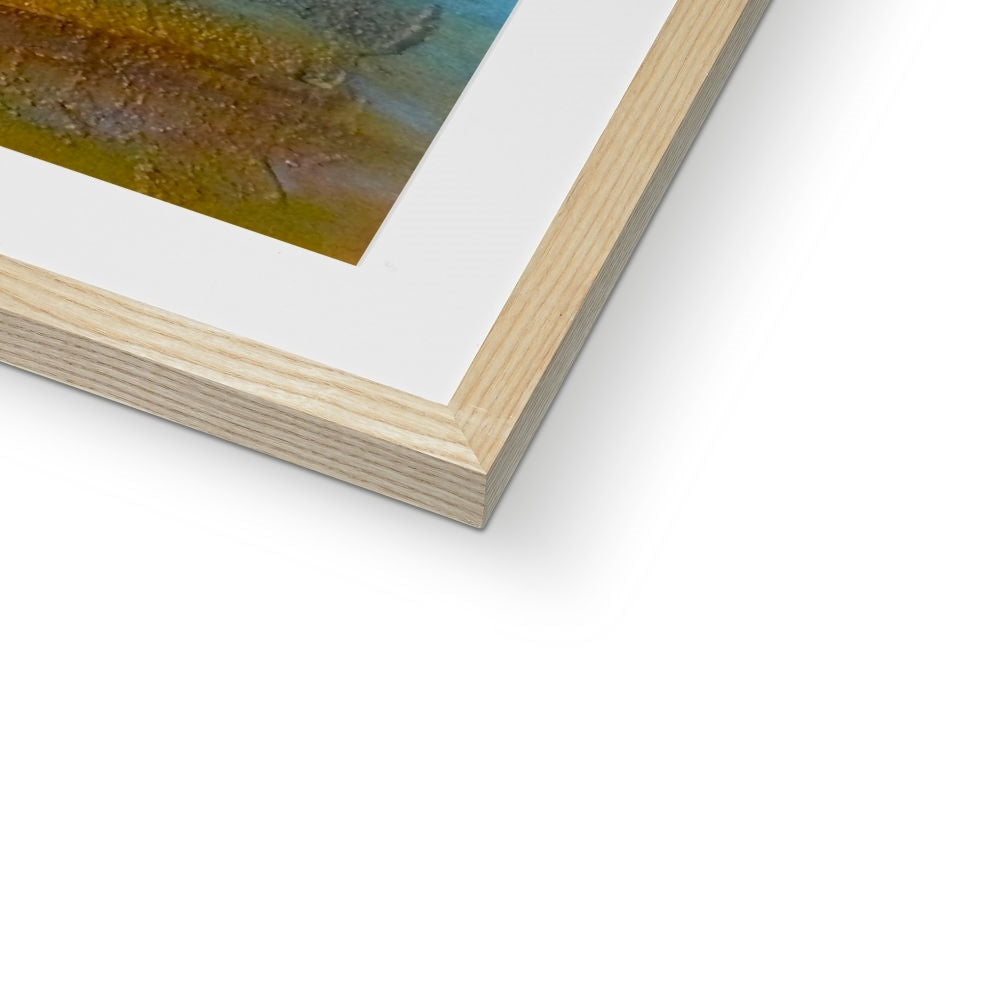 Torridon II Art Print in wooden frame with white mat and yellow artwork