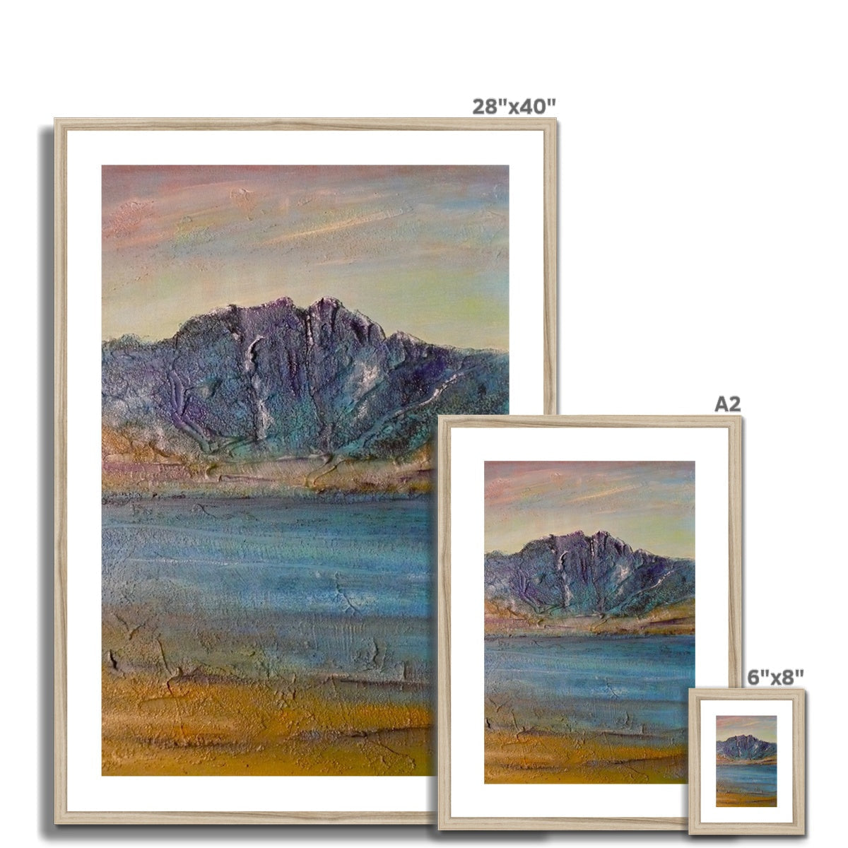 28x40 Torridon II framed mountain landscape print in beige frame