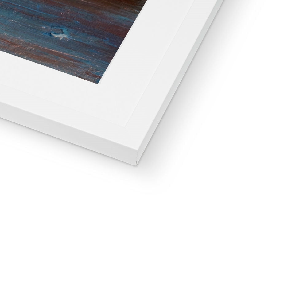 White matte frame with blue brown abstract Torridon iii art print