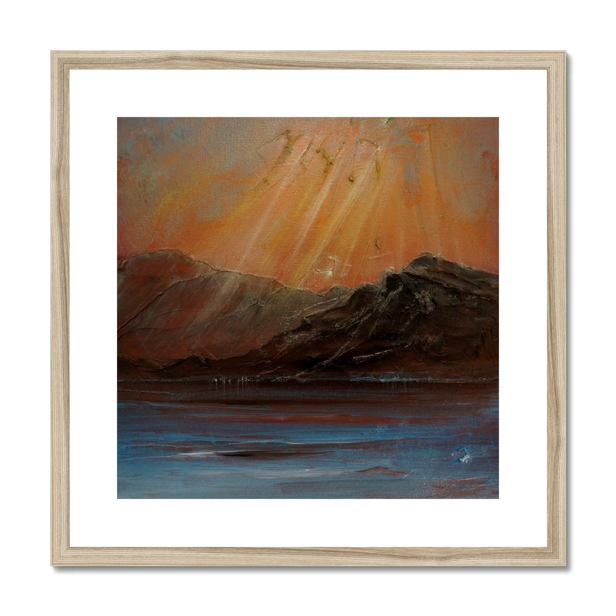 Torridon iii Art Print: Wooden-Framed Mountain Landscape with Orange Sky