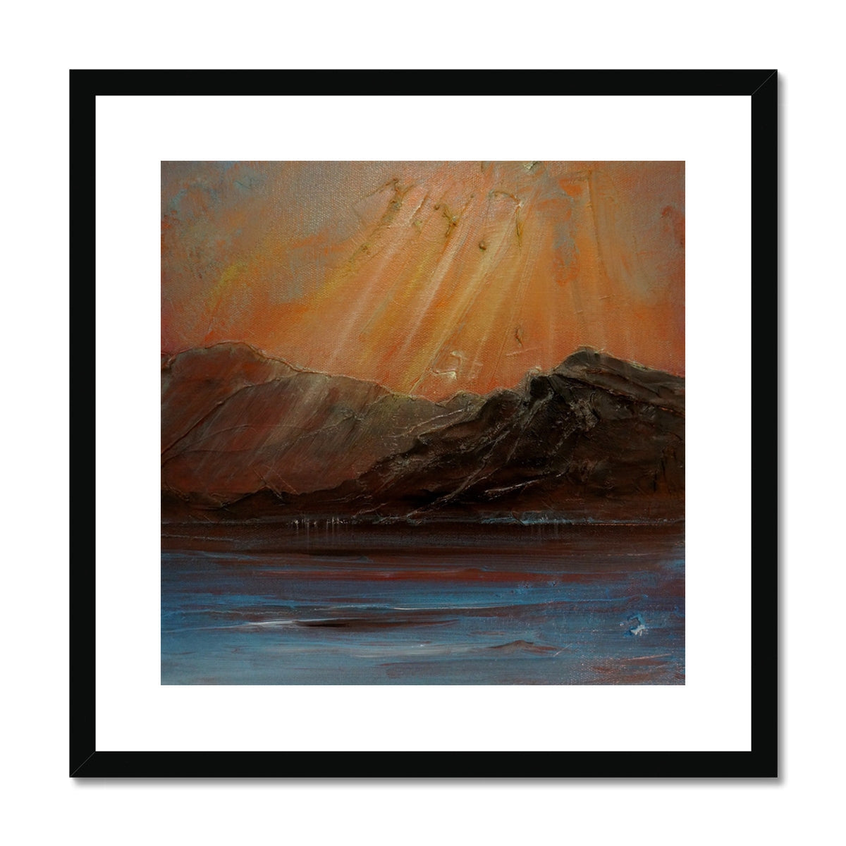 Torridon III black-framed art print of orange-blue mountain landscape