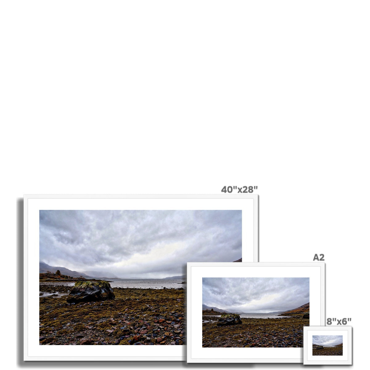 40x28 inch white framed Torridon landscape photography art print