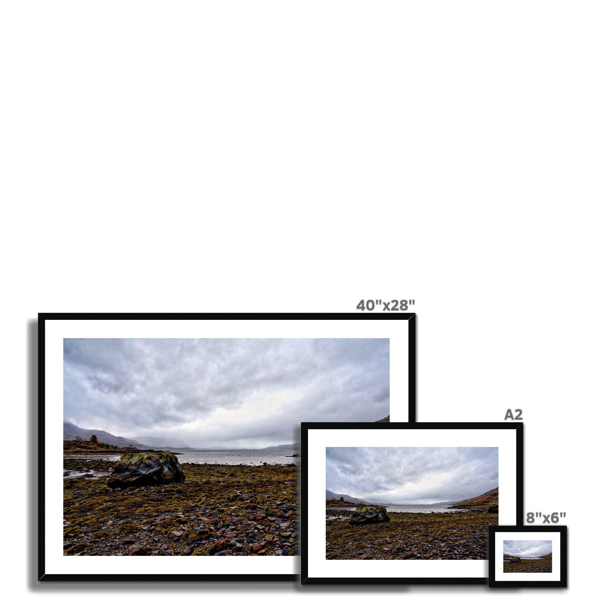 40x28 inch Torridon black framed landscape art print with white mat