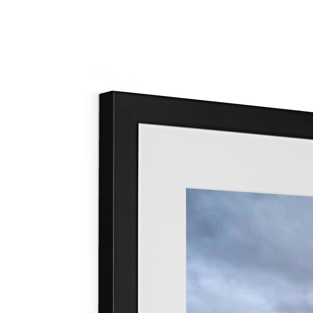 Black matte frame with white mat and Torridon cloudy sky art print