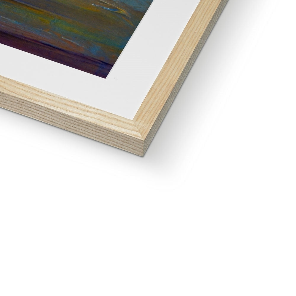 Towards Loch Long abstract print in minimalist light wood frame