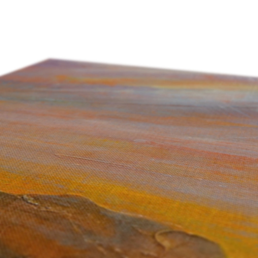 Towards Loch Long canvas painting with warm earthy horizontal brushstrokes