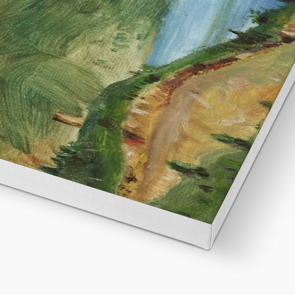 Tower Hill canvas print of vibrant green and yellow landscape with brushstrokes