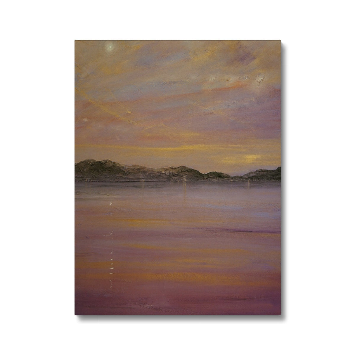 Tranquil Clyde canvas print of lavender beach sunset with soft waves