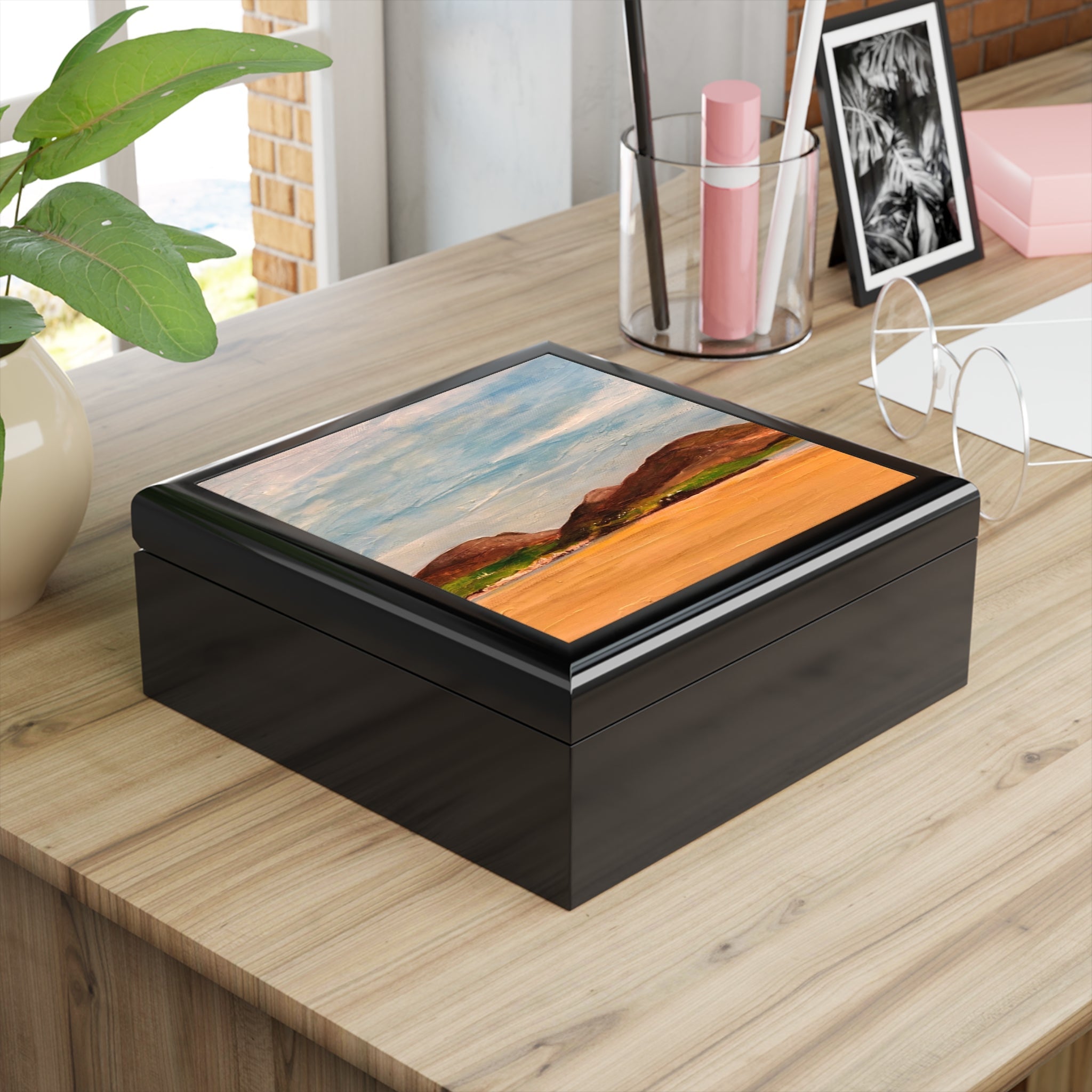 Uig Sands Lewis Jewellery Box with painted landscape lid