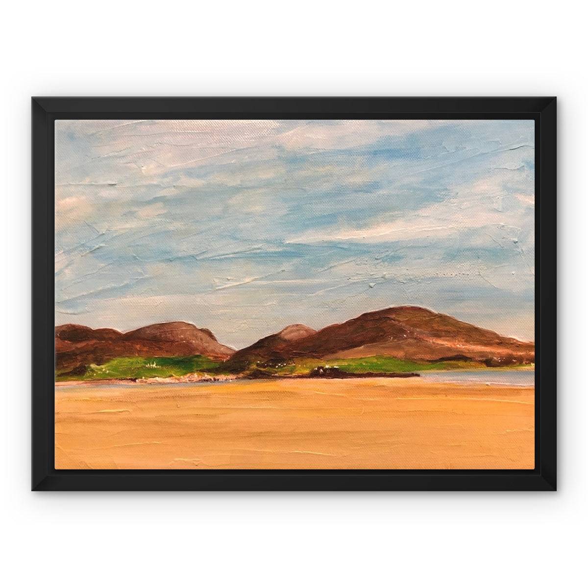 Uig Sands Lewis Painting | Framed Canvas From Scotland-Floating Framed Canvas Prints-Hebridean Islands Art Gallery-12"x8"-Paintings, Prints, Homeware, Art Gifts From Scotland By Scottish Artist Kevin Hunter
