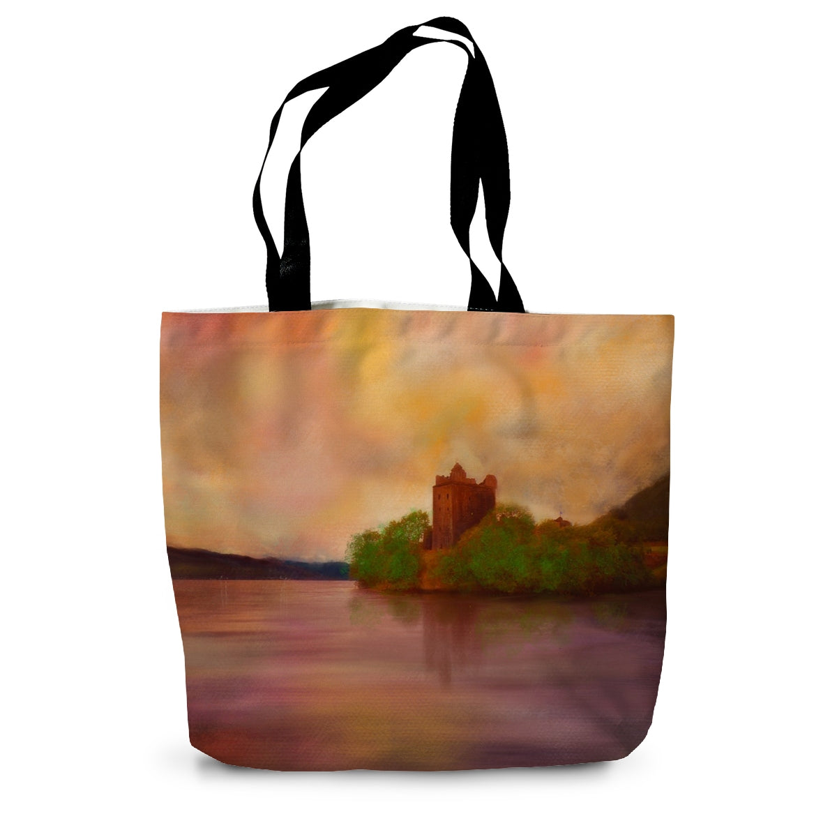 Urquhart Castle Art Gifts Canvas Tote Bag-Bags-Historic & Iconic Scotland Art Gallery-14"x18.5"-Paintings, Prints, Homeware, Art Gifts From Scotland By Scottish Artist Kevin Hunter
