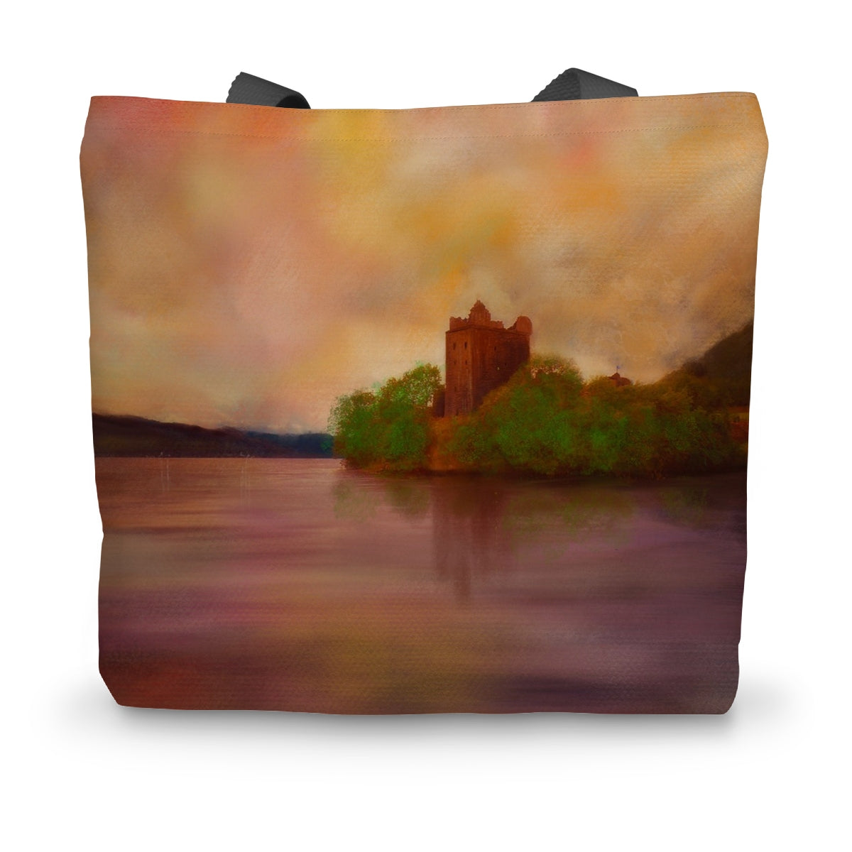 Urquhart Castle Art Gifts Canvas Tote Bag-Bags-Historic & Iconic Scotland Art Gallery-14"x18.5"-Paintings, Prints, Homeware, Art Gifts From Scotland By Scottish Artist Kevin Hunter