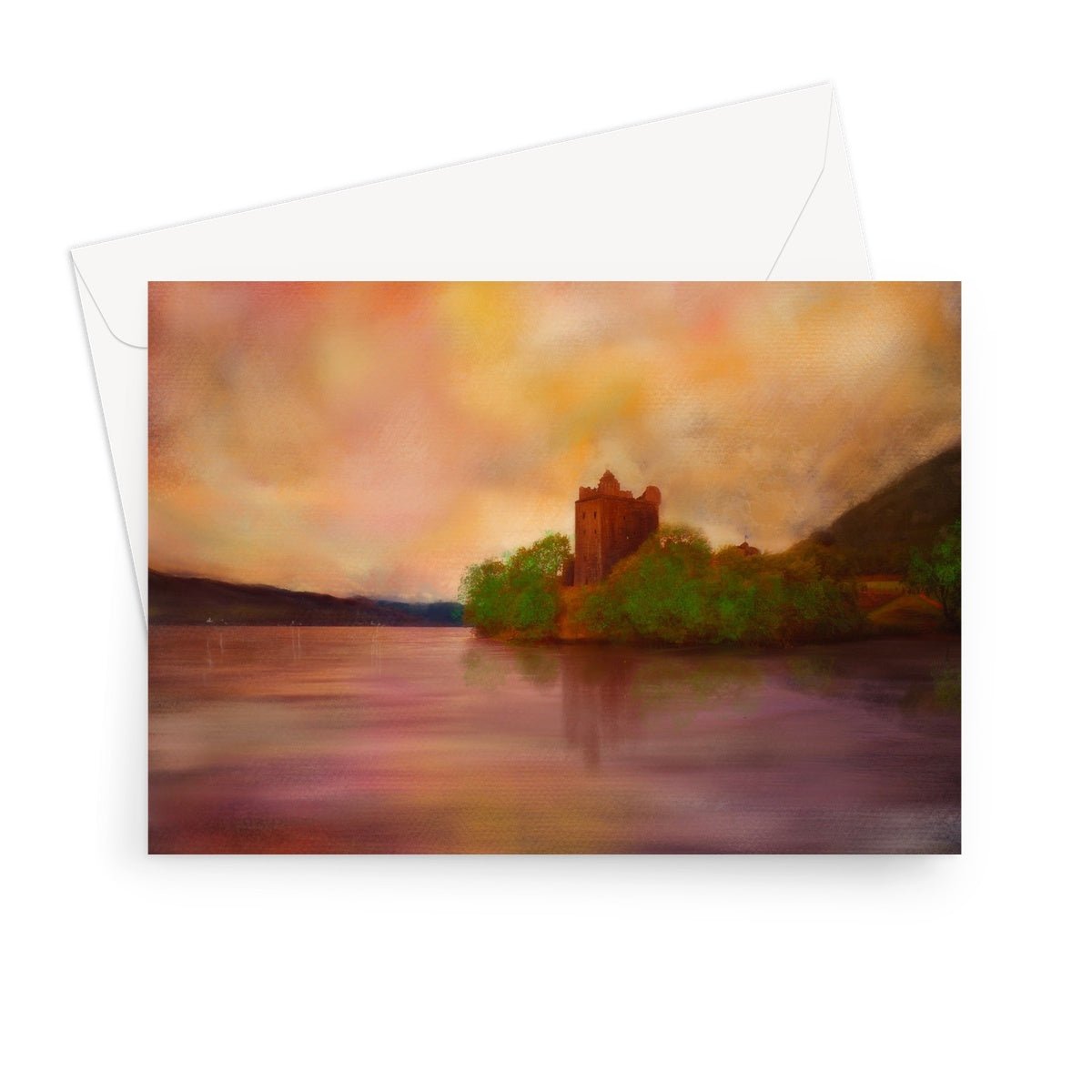 Urquhart Castle Scottish Art Gifts Greeting Card from my Historic & Iconic Scotland Art Gallery Art Gallery Collection