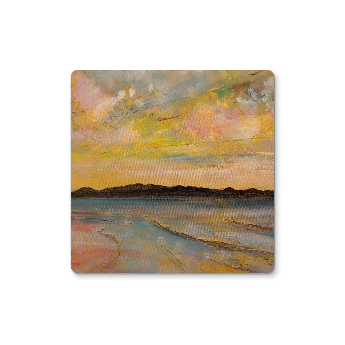 Vallay Island North Uist Art Gifts Coaster-Coasters-Hebridean Islands Art Gallery-4 Coasters-Paintings, Prints, Homeware, Art Gifts From Scotland By Scottish Artist Kevin Hunter