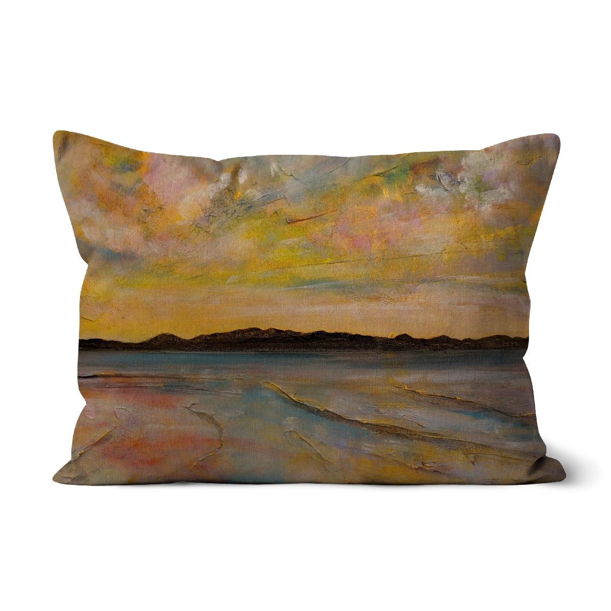 Vallay Island North Uist Art Gifts Cushion-Cushions-Hebridean Islands Art Gallery-Linen-19"x13"-Paintings, Prints, Homeware, Art Gifts From Scotland By Scottish Artist Kevin Hunter