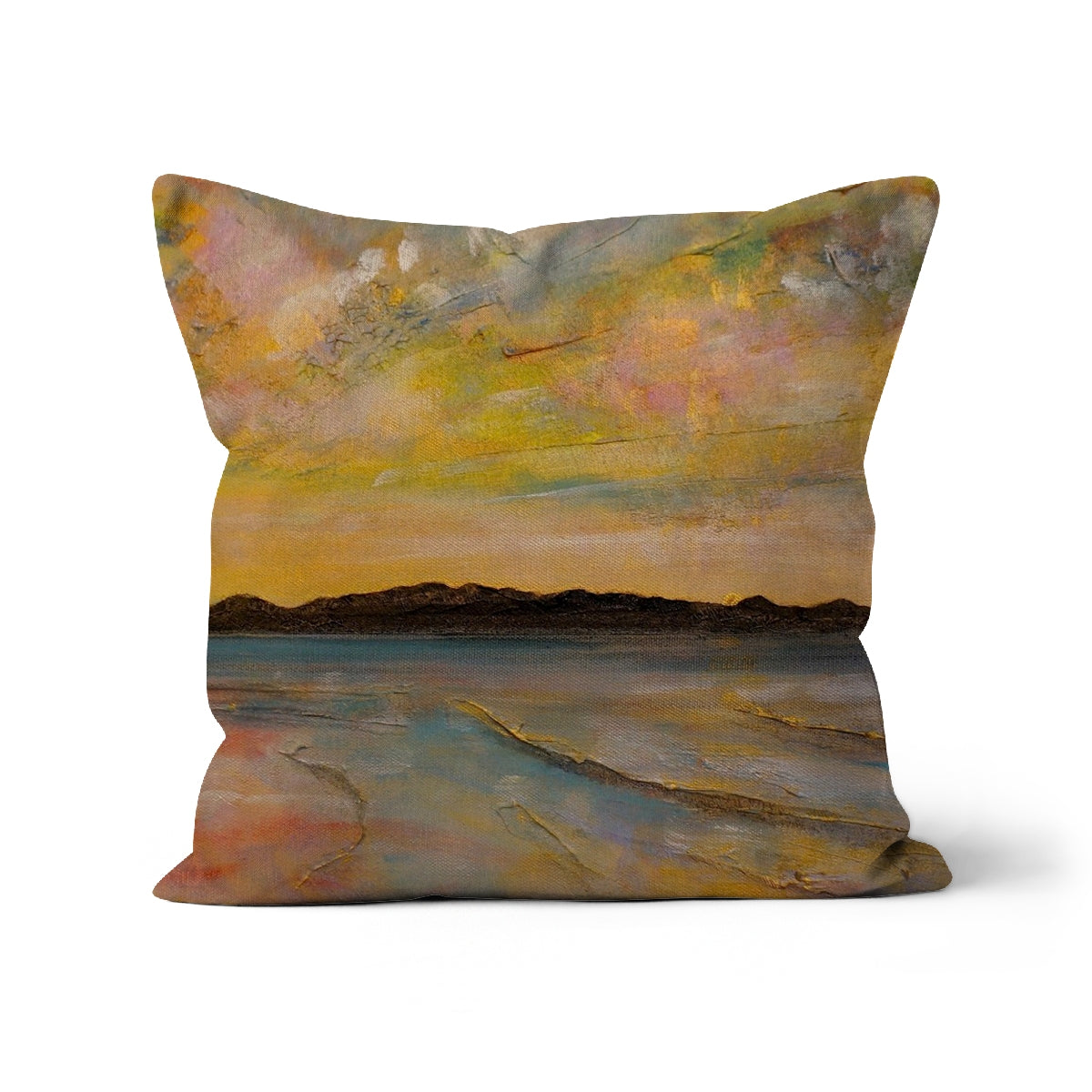 Vallay Island North Uist Art Gifts Cushion-Cushions-Hebridean Islands Art Gallery-Linen-22"x22"-Paintings, Prints, Homeware, Art Gifts From Scotland By Scottish Artist Kevin Hunter