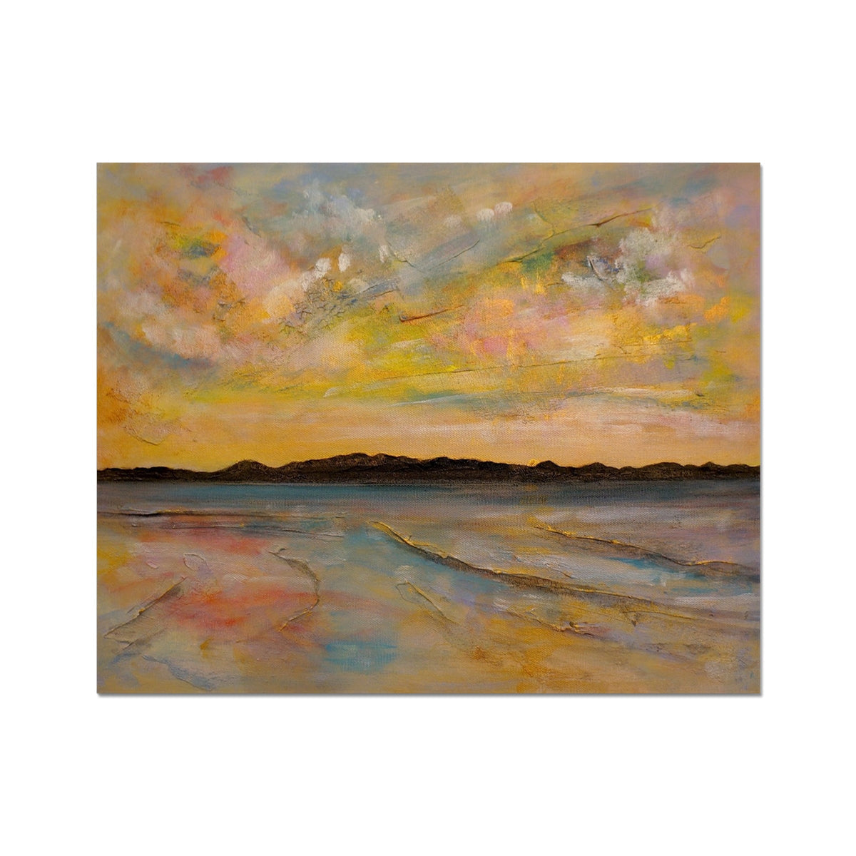 Vallay Island North Uist beach scene painting in soft pastels