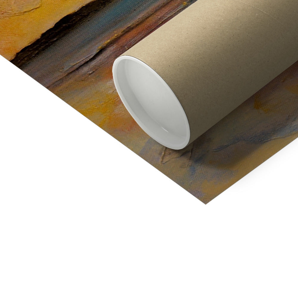 Brown and white textured cardboard tube for Vallay Island North Uist print