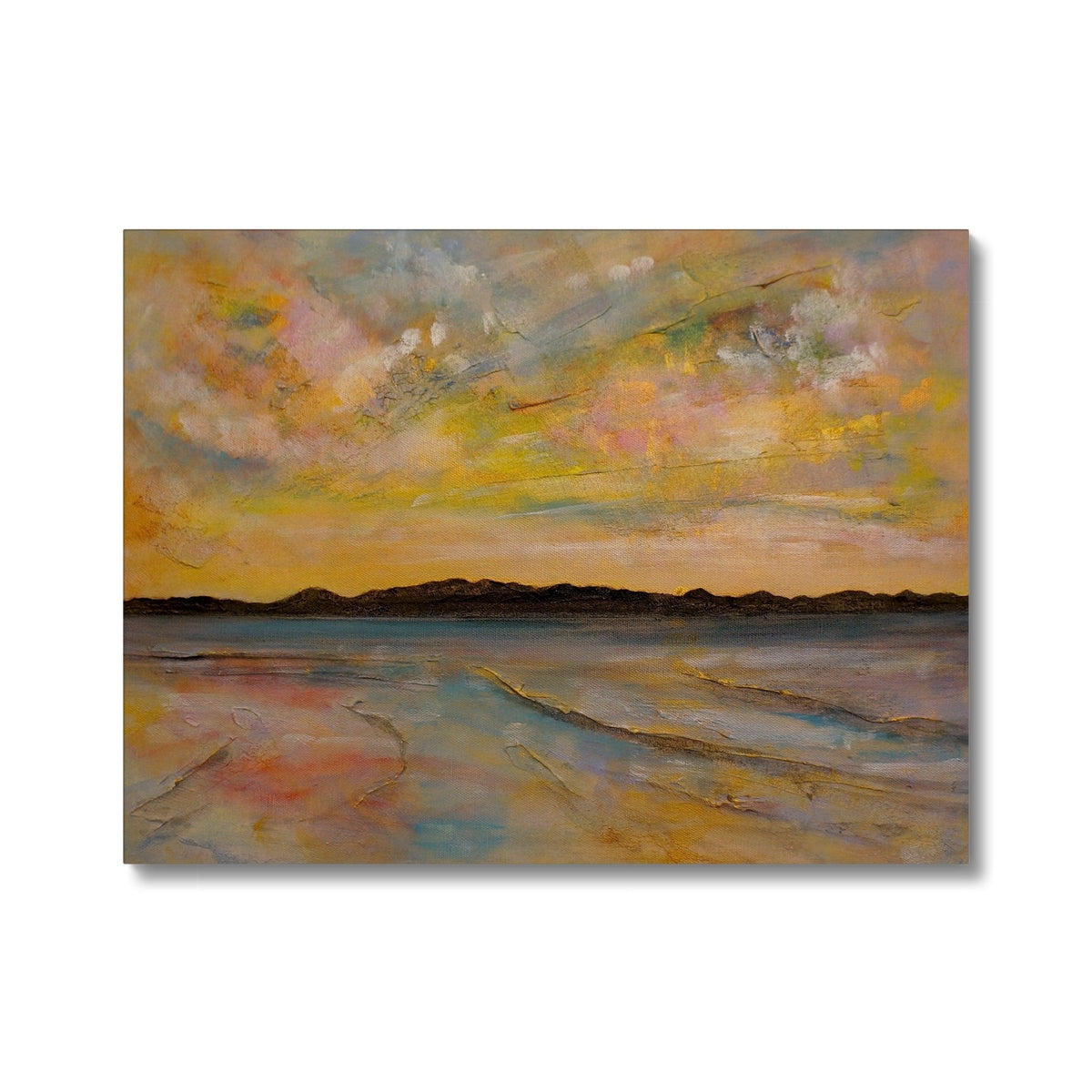 Yellow and pink abstract beach scene Vallay Island North Uist canvas print