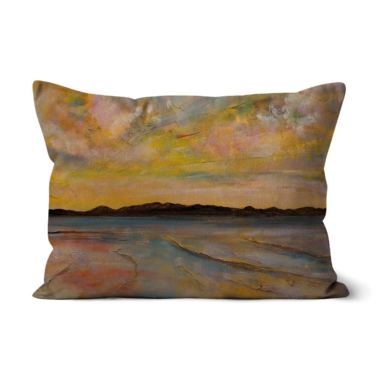 Vallay Island North Uist cushion with abstract earthy landscape design