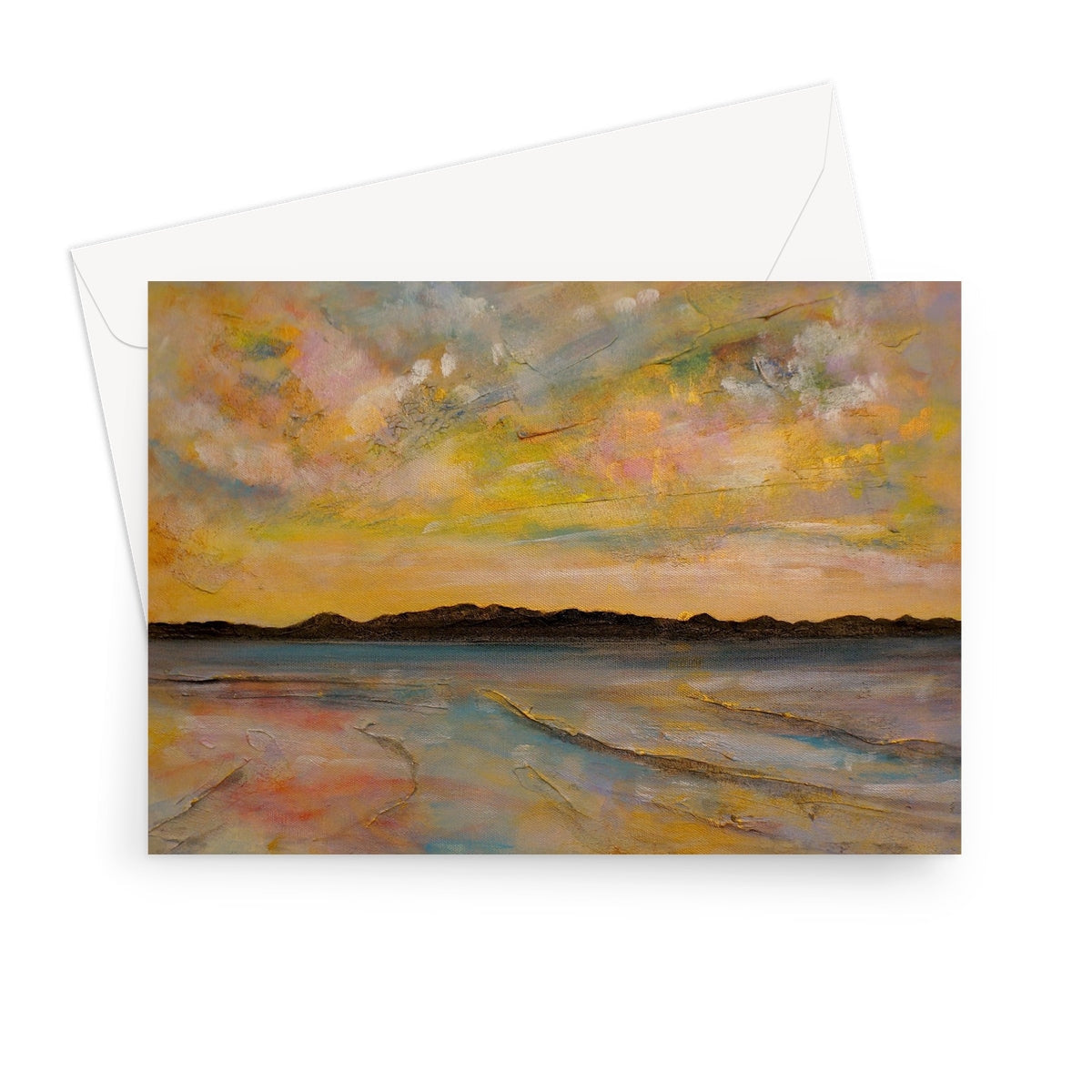 Vallay Island North Uist greeting card with pastel beach waves
