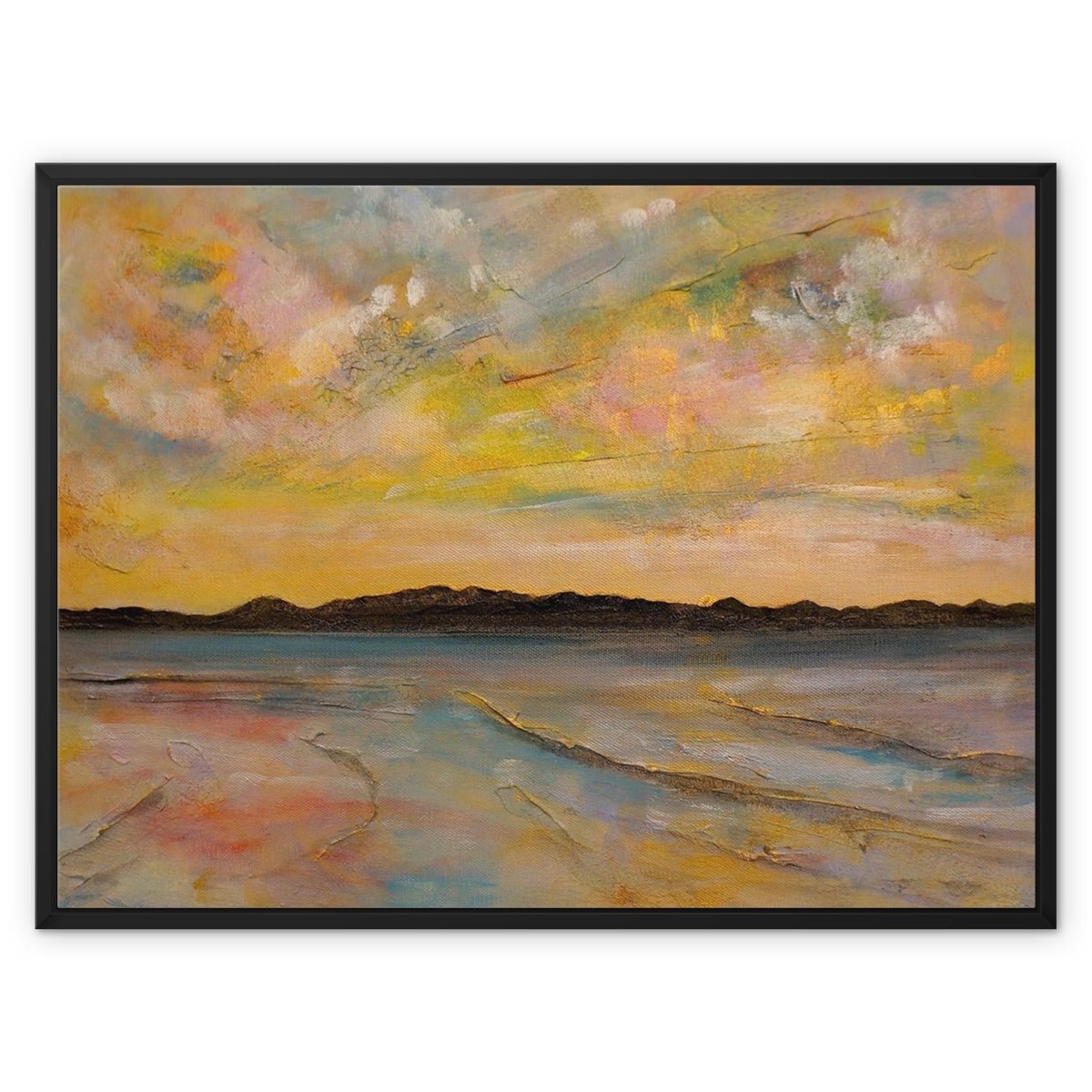Vallay Island North Uist Painting | Framed Canvas From Scotland-Floating Framed Canvas Prints-Hebridean Islands Art Gallery-32"x24"-Paintings, Prints, Homeware, Art Gifts From Scotland By Scottish Artist Kevin Hunter