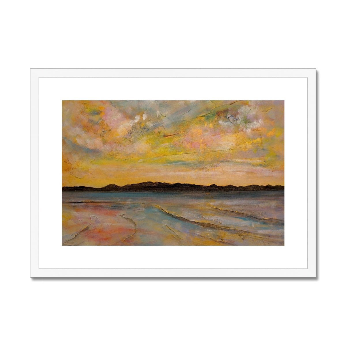 Vallay Island North Uist Painting | Framed & Mounted Prints From Scotland-Framed & Mounted Prints-Hebridean Islands Art Gallery-A2 Landscape-White Frame-Paintings, Prints, Homeware, Art Gifts From Scotland By Scottish Artist Kevin Hunter