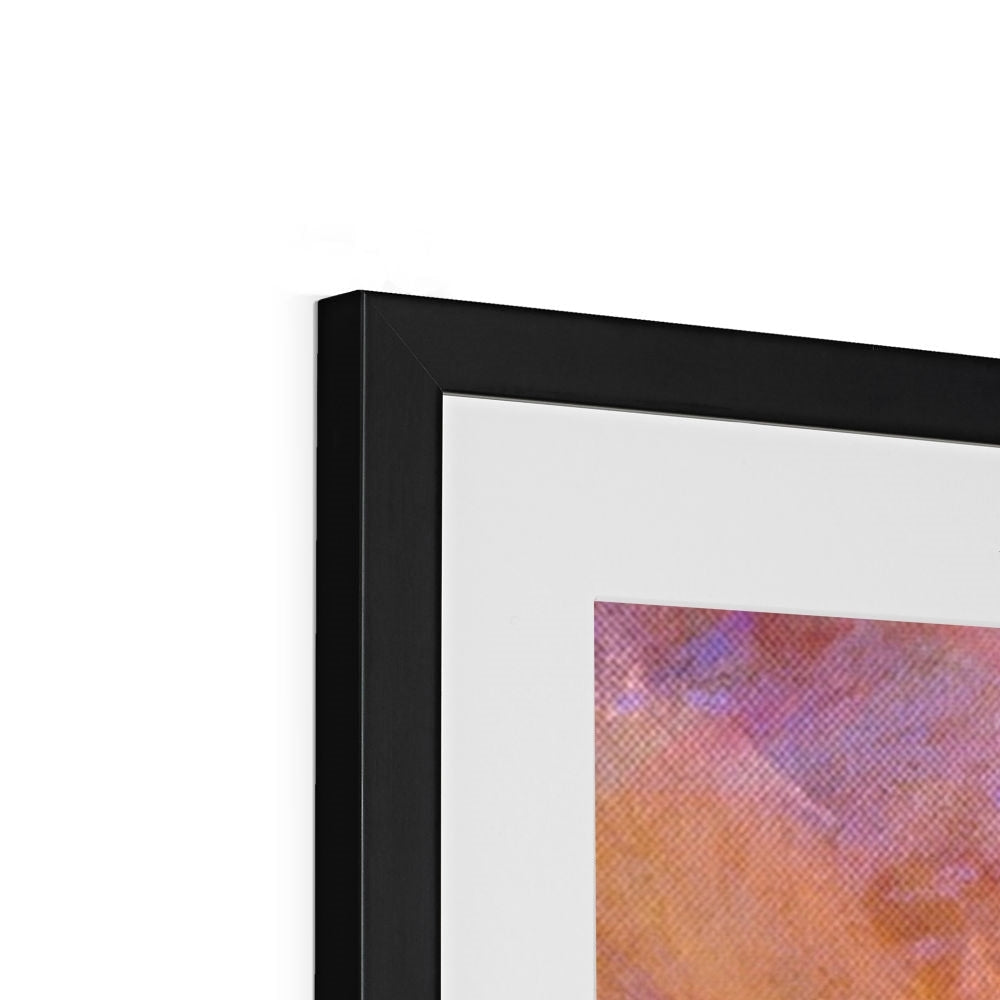Black framed abstract artwork with white mat in the Wallace Monument Dusk print display