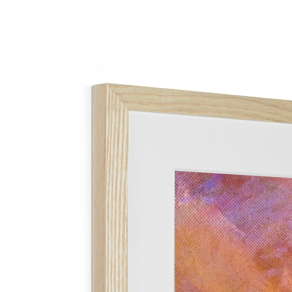 Framed abstract artwork with light wood frame and white mat in Wallace Monument Dusk print